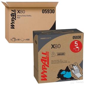 img 4 attached to WypAll Power Clean X80 Heavy Duty Cloths, Pop-Up Box, Red, 🧽 80 Sheets per Box, 5 Boxes per Case, 400 Sheets per Case