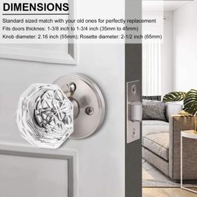 img 1 attached to 5 Pack Keyless Privacy Door Knobs - Crystal Glass Handles In Modern Design, Satin Nickel Finish