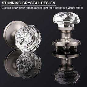 img 3 attached to 5 Pack Keyless Privacy Door Knobs - Crystal Glass Handles In Modern Design, Satin Nickel Finish