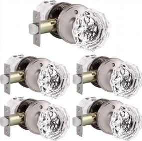 img 4 attached to 5 Pack Keyless Privacy Door Knobs - Crystal Glass Handles In Modern Design, Satin Nickel Finish