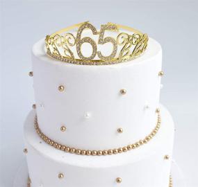 img 1 attached to 🎉 Shine on your 65th Birthday with Glitter Sash and Crystal Rhinestone Tiara Crown – Perfect Party Supplies, Favors, Decorations, and Cake Topper!