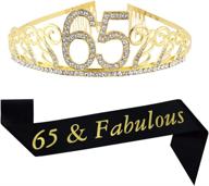 🎉 shine on your 65th birthday with glitter sash and crystal rhinestone tiara crown – perfect party supplies, favors, decorations, and cake topper! логотип