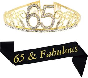 img 3 attached to 🎉 Shine on your 65th Birthday with Glitter Sash and Crystal Rhinestone Tiara Crown – Perfect Party Supplies, Favors, Decorations, and Cake Topper!