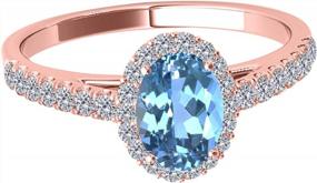 img 2 attached to 10K Rose Gold Prong-Setting 1.75 Carat Diamond And Oval Shaped Blue Topaz Ring - MauliJewels Women'S Rings
