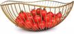 golden wavy metal wire fruit bowl - serving bowls for kitchen counter, table decorative hold veggies, bread & snacks logo