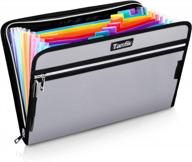 огнеупорная водонепроницаемая папка-сумка для аккордеона формата a4 letter с 14 разноцветными карманами, держателем органайзера для документов и цветными этикетками / 2 застежками-молниями (серебро 14,3 "x 9,8") логотип
