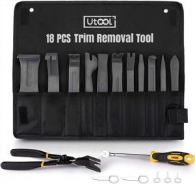 img 4 attached to 19Pcs UTOOL Trim Removal Tool Set Including Plastic Trim Tool, Fastener Clip Remover, Clip Pliers, Radio Removal Keys, Tire Cleaning Hook, Eva Organizer - Optimized For Car Panel Removal, Black