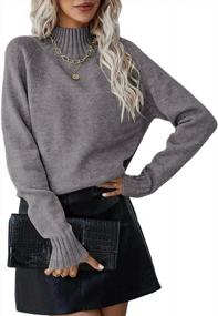 img 3 attached to Ferrtye Women'S Mock Neck Raglan Sleeve Pullover Sweater - Turtleneck, High Low Ribbed Knit Casual Style