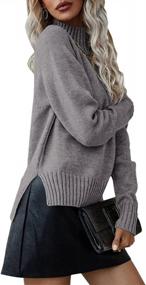 img 2 attached to Ferrtye Women'S Mock Neck Raglan Sleeve Pullover Sweater - Turtleneck, High Low Ribbed Knit Casual Style