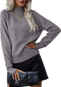 img 4 attached to Ferrtye Women'S Mock Neck Raglan Sleeve Pullover Sweater - Turtleneck, High Low Ribbed Knit Casual Style