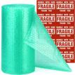 metronic bubble cushioning wrap roll 12x36 ft bubble roll- perforated 12×12", 1 roll air bubble cushioning roll, 20 fragile sticker labels,moving supplies cushioning wrap for packing shipping boxes logo