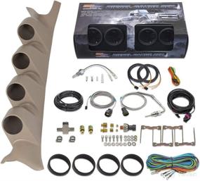 img 4 attached to 🚀 ГлоуШифт Дизельный пакет с приборами для Ford Super Duty F-250 F-350 Power Stroke 1999-2007 - 7 Цветов 60 PSI давление наддува, 1500 F температура выхлопа, температура коробки передач и давление топлива - в комплекте столбиковый кронштейн в цвете тан.