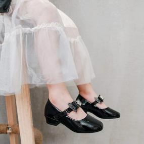 img 1 attached to Балетки на низком каблуке для девочек-малышей - классические туфли Мэри Джейн идеально подходят для свадебной вечеринки и торжественной одежды