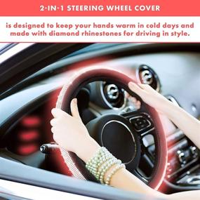 img 2 attached to 💎 VaygWay Heated Bling Steering Wheel Cover - 12V Heated Wheel Cover - Sparkling Crystal Rhinestone Auto Wheel Cover