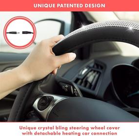 img 1 attached to 💎 VaygWay Heated Bling Steering Wheel Cover - 12V Heated Wheel Cover - Sparkling Crystal Rhinestone Auto Wheel Cover