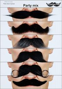 img 4 attached to Self Adhesive Fake Mustache Set - Assorted Mix Of Novelty Value Pack With 6Pcs. False Facial Hair For Better Style Statement