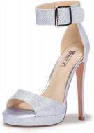 idifu women's 5 inch platform heels - open toe high heels with ankle strap square buckle in black, white, nude, silver, and gold shades. perfect for prom, weddings, and dressy occasions. логотип