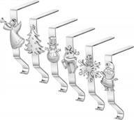 6pcs silver christmas stocking holders set - perfect mantle fireplace decorations for stockings & ornaments! logo