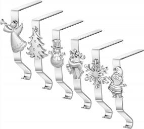 img 4 attached to 6PCS Silver Christmas Stocking Holders Set - Perfect Mantle Fireplace Decorations For Stockings & Ornaments!