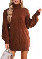 faroro women's chunky knit turtleneck sweater dress - long sleeve loose pullover outerwear for winter logo