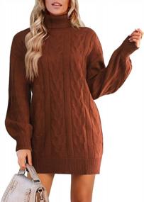 img 4 attached to FARORO Women'S Chunky Knit Turtleneck Sweater Dress - Long Sleeve Loose Pullover Outerwear For Winter