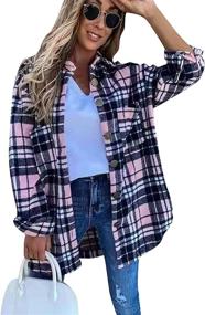 img 3 attached to OMZIN Button Down Outwear Shacket XL Women's Clothing ~ Coats, Jackets & Vests