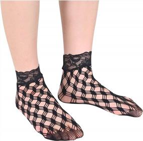 img 1 attached to Fishnet Elegance: 5 Pairs Of Women'S Lace Anklets By SOCKFUN In Bold Black