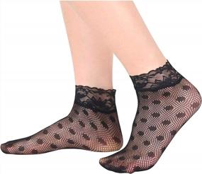 img 3 attached to Fishnet Elegance: 5 Pairs Of Women'S Lace Anklets By SOCKFUN In Bold Black