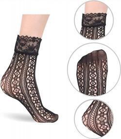 img 2 attached to Fishnet Elegance: 5 Pairs Of Women'S Lace Anklets By SOCKFUN In Bold Black