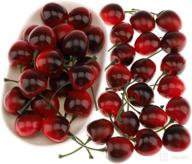 gresorth pack of 50 artificial lifelike red and black cherry decoration faux cherries fruit for home, party, and christmas display логотип