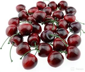 img 2 attached to Gresorth Pack of 50 Artificial Lifelike Red and Black Cherry Decoration Faux Cherries Fruit for Home, Party, and Christmas Display