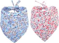 🐾 kzhareen 2 pcs/pack reversible dog bandana: stylish bibs scarf for dogs cats pets логотип