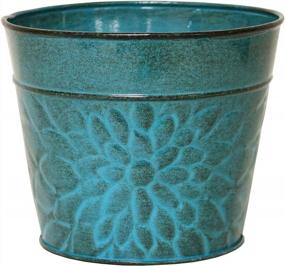 img 1 attached to Stylish Metal Flower Pots From Robert Allen - The Laurel Series MPT02002 In Lagoon - 4 Inch