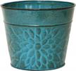 stylish metal flower pots from robert allen - the laurel series mpt02002 in lagoon - 4 inch logo