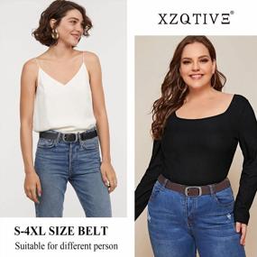 img 1 attached to XZQTIVE 2 Pack Women Plus Size Leather Belts Fashion Cowhide Waist Belt With Solid Pin Buckle For Jeans Pants Dress