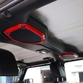 img 1 attached to 🔴 Enhance Your Jeep Wrangler JL JLU Gladiator JT with a Sleek Red Car Top Roof Speaker Frame Trim Cover (2018-2021)