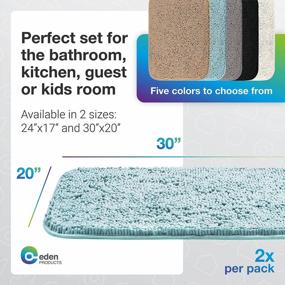 img 2 attached to EdenHomes Chenille Bathroom Rug Mat, 30"X20" (Set Of 2), Extra Soft, Non-Slip, Absorbent Shaggy Rug, Machine Washable, Quick Dry Bathmat, Luxurious Plush Carpet For Bath Room Floor (Spa Blue)
