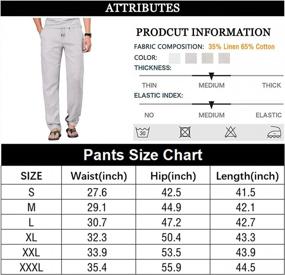 img 1 attached to Men'S Cotton Linen Pants - Elastic Waist, Drawstring Summer Beach Jogger Yoga Trousers By WZIKAI