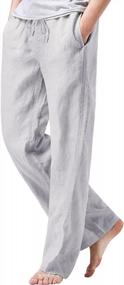 img 3 attached to Men'S Cotton Linen Pants - Elastic Waist, Drawstring Summer Beach Jogger Yoga Trousers By WZIKAI