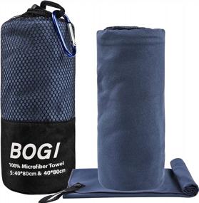 img 3 attached to Быстросохнущий набор дорожных полотенец из микрофибры - мягкие легкие впитывающие полотенца для кемпинга для тренажерного зала, пляжа, йоги, плавания и пешего туризма - BOGI (S: 16 ''X32 '', 2 упаковки - темно-синий)