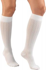 img 4 attached to Женские компрессионные носки до колена Truform белого цвета с косами - 15-20 мм рт. ст., размер X-Large