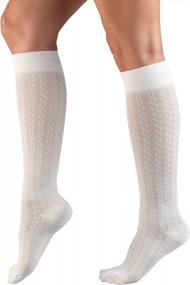 img 1 attached to Женские компрессионные носки до колена Truform белого цвета с косами - 15-20 мм рт. ст., размер X-Large