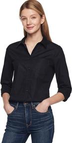 img 3 attached to 100% Cotton Long Sleeve Poplin Shirts For Women - Classic Fit Button Up Casual Shirt By CQR