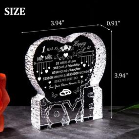 img 3 attached to Cherish Your Love With ERWEI 1St Anniversary Engraved Crystal Heart Paperweight - Perfect Mr. And Mrs. Gift For One Year Anniversary Celebration!