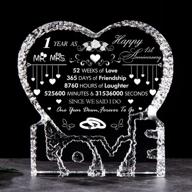 cherish your love with erwei 1st anniversary engraved crystal heart paperweight - perfect mr. and mrs. gift for one year anniversary celebration! logo