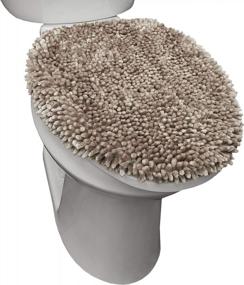 img 3 attached to SoHome Spa Step: Plush Chenille Shag Toilet Lid Cover - Machine Washable Taupe Luxury For Ultimate Comfort