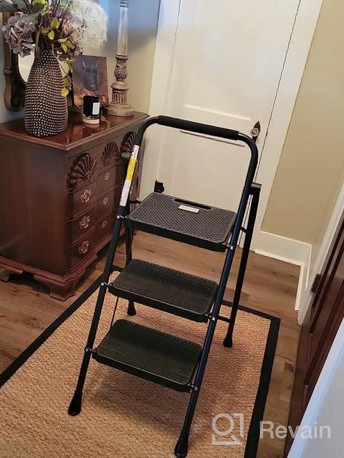 img 1 attached to 500Lbs Sturdy Steel HBTower 3 Step Ladder - Folding, Lightweight, Portable With Wide Anti-Slip Pedal & Convenient Handgrip review by Michael Reddy