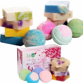 img 4 attached to Organic Essential Oil Bath Bomb Gift Set For Her, Men & Women - 4 Handmade Soap Bars And 4 Fizzy Bath Bombs In Ready-To-Gift Box By 360Feel.
