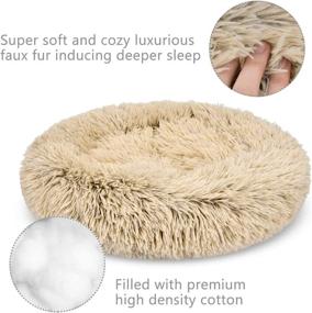 img 3 attached to 🐶 GASUR Dog Bed Cat Beds Donut, Soft Plush Round Pet Bed - Small, Mini, Medium Size - Calming Bed, Self-Warming Winter Indoor Snooze Sleeping Kitten Bed, Puppy Kennel (30*30 inches, Taupe)