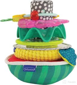 img 4 attached to 🔔 Infantino Sensory Stacking Rings - 5 Multi-Function Toys and Wobble Base, Teethers, Selfie Mirror, Rattle - Promotes Cognitive and Fine Motor Skill Development, Ideal for Infants and Toddlers 6M+